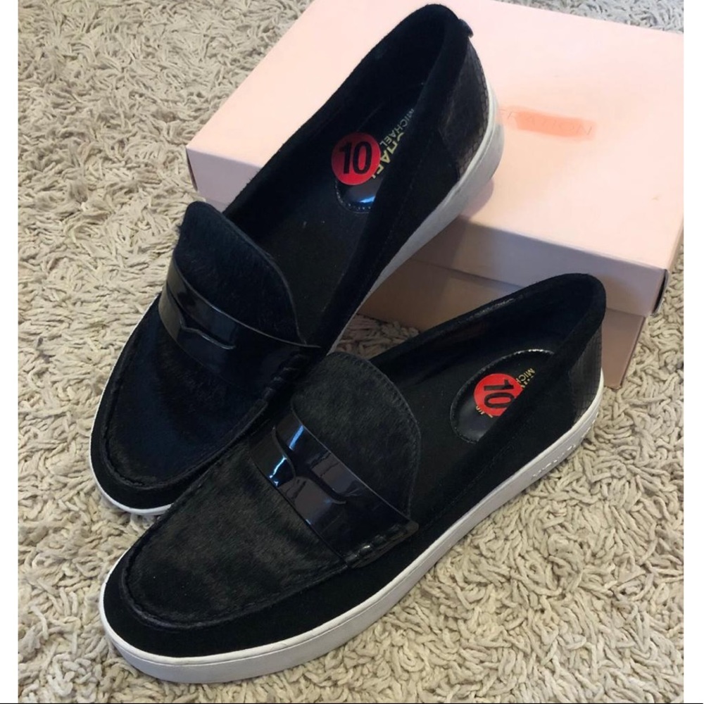 Michael Kors women black suede/fur rubbersole shoe
